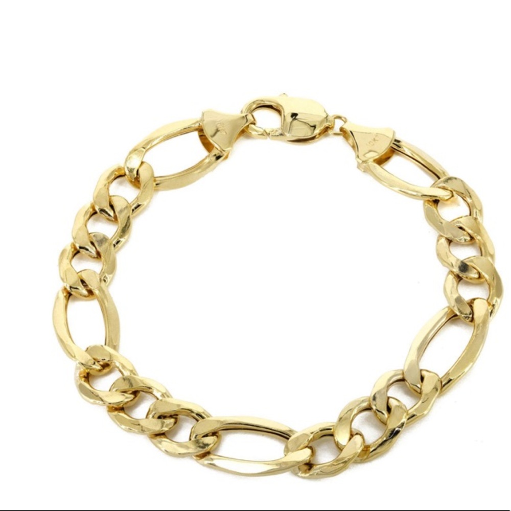 Mens Figaro Bracelet 10K Yellow Gold